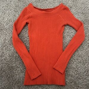 Chadwicks Wide Neck Women’s Sz S Long Sleeve Ribbed Pullover Sweater Orange
